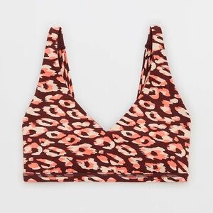 Aerie Offline Animal Print Mesh Back Plunge Sports Bra Size Small NWT